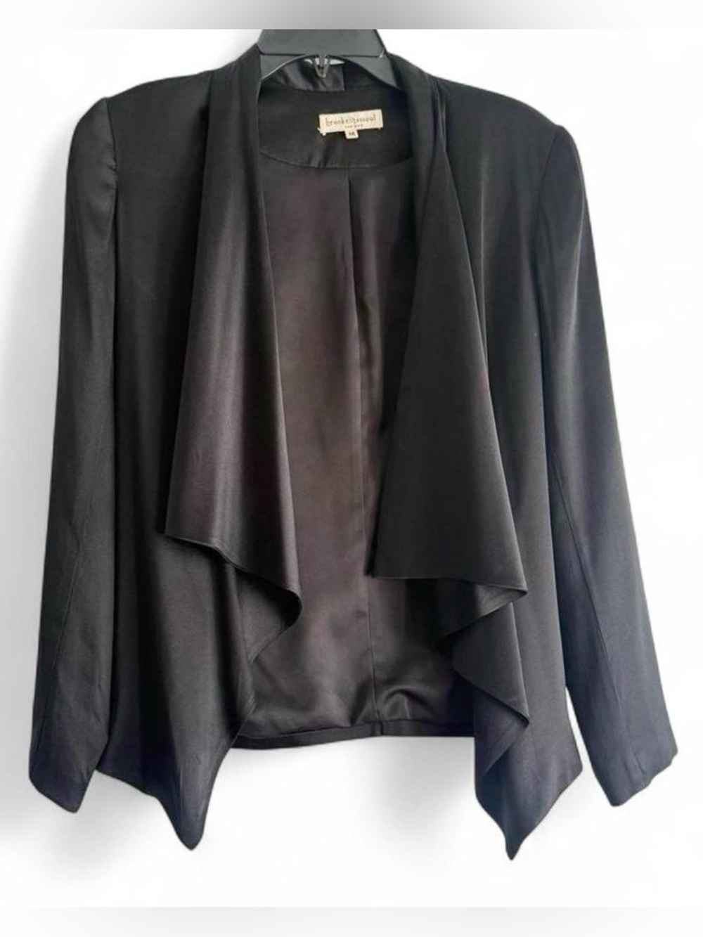 Brooklyn Industries Black Draped Open-Front Blazer